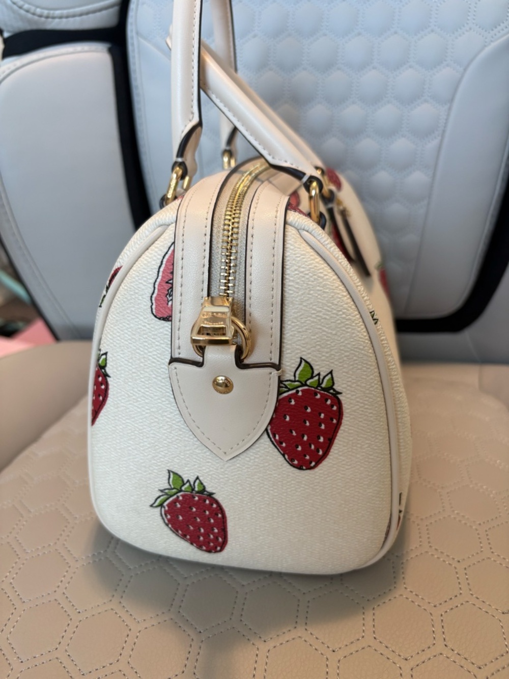 COACH Outlet Rowan Satchel in Strawberry/Chalk - Picture 3 of 16